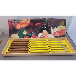 Vintage Set of 6 10-1/2" Long Stainless Steel Fondue Forks - 2730-M - Japan